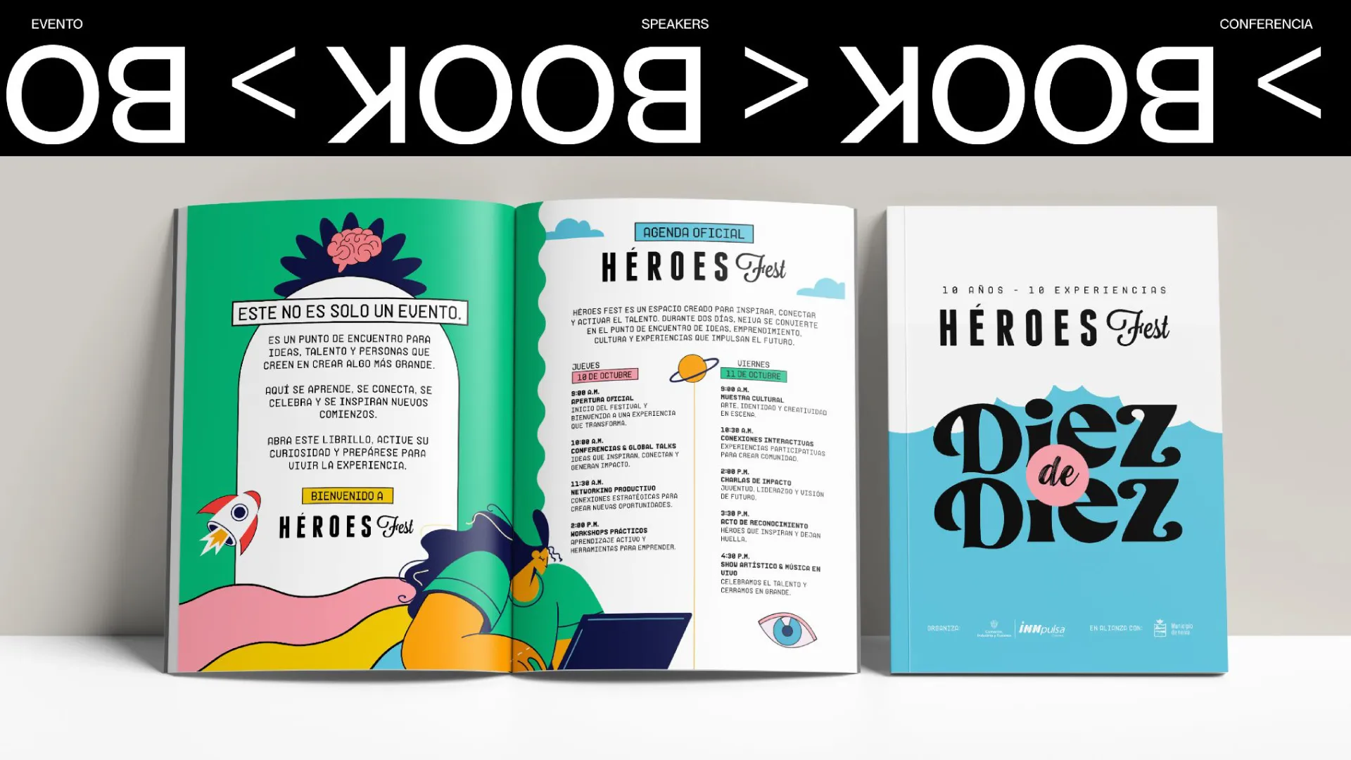 Programa impreso del festival abierto junto a su portada