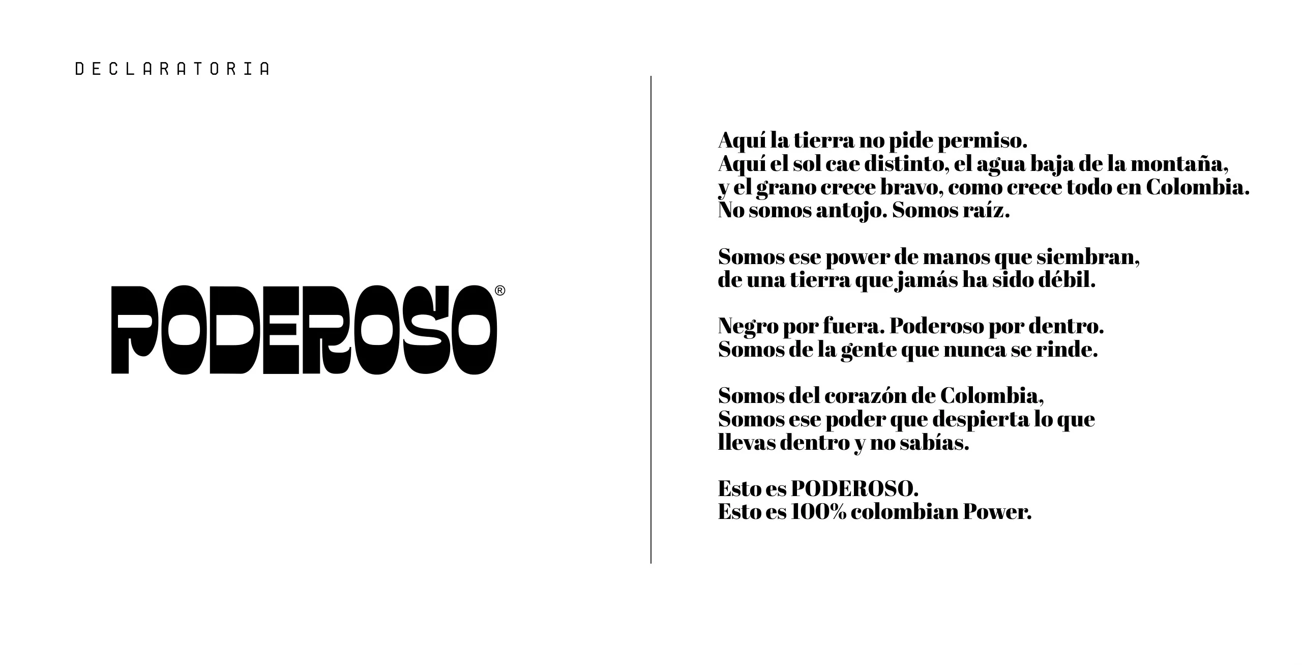 Declaratoria de marca de Poderoso junto al logotipo