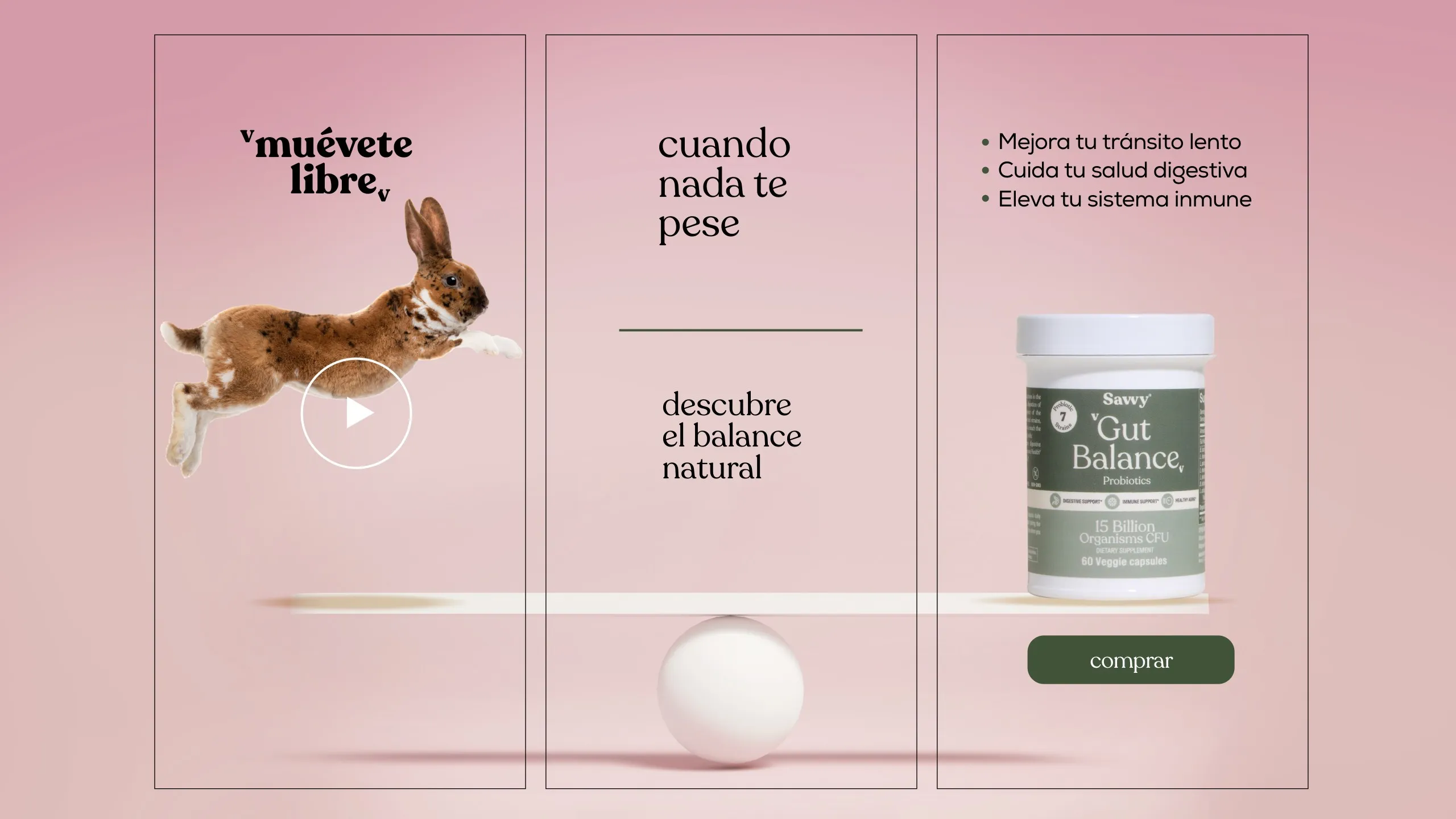 Pieza digital con un conejo saltando y el texto Muévete libre