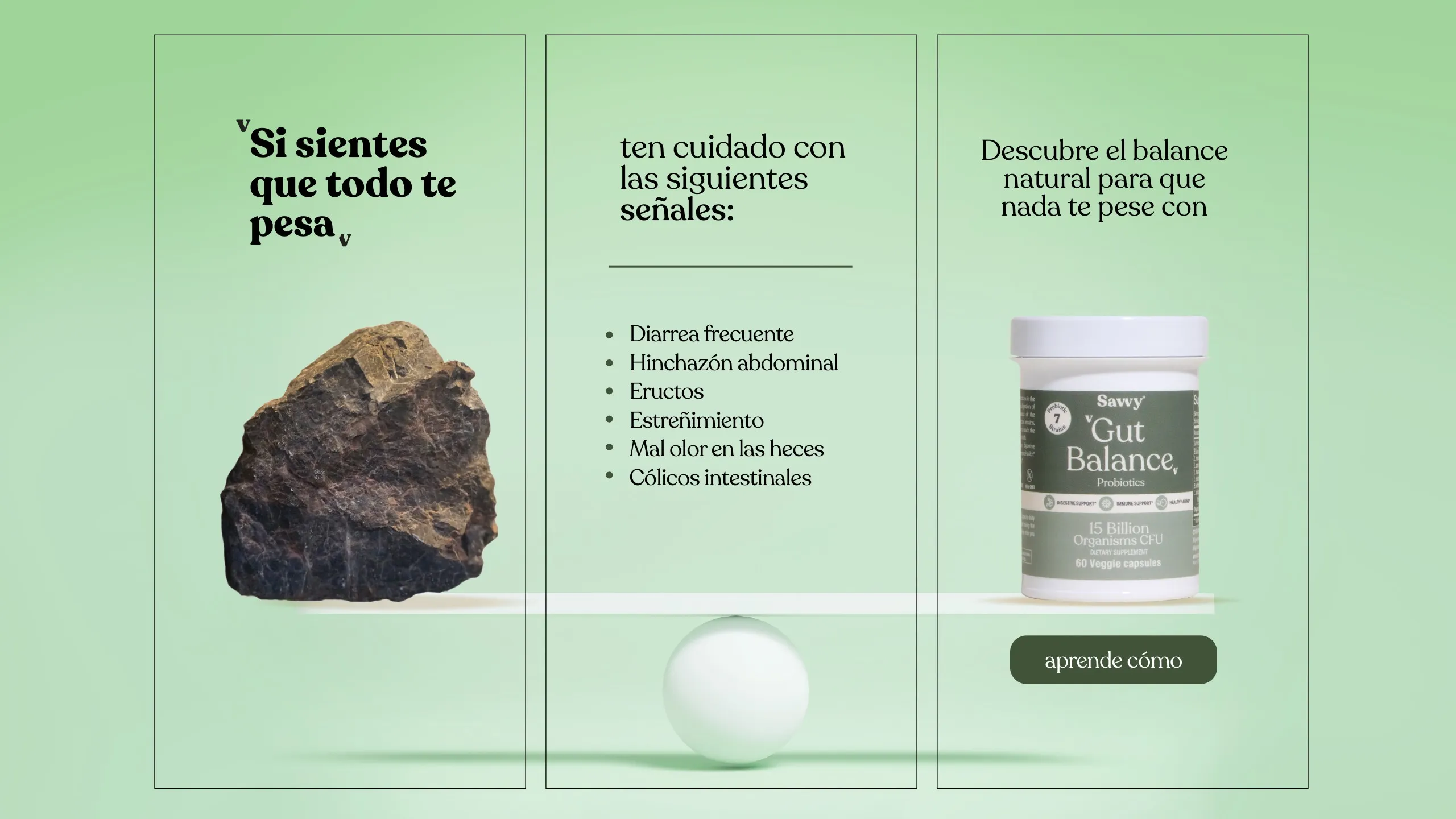 Pieza digital con una roca y las señales de alerta de la salud digestiva