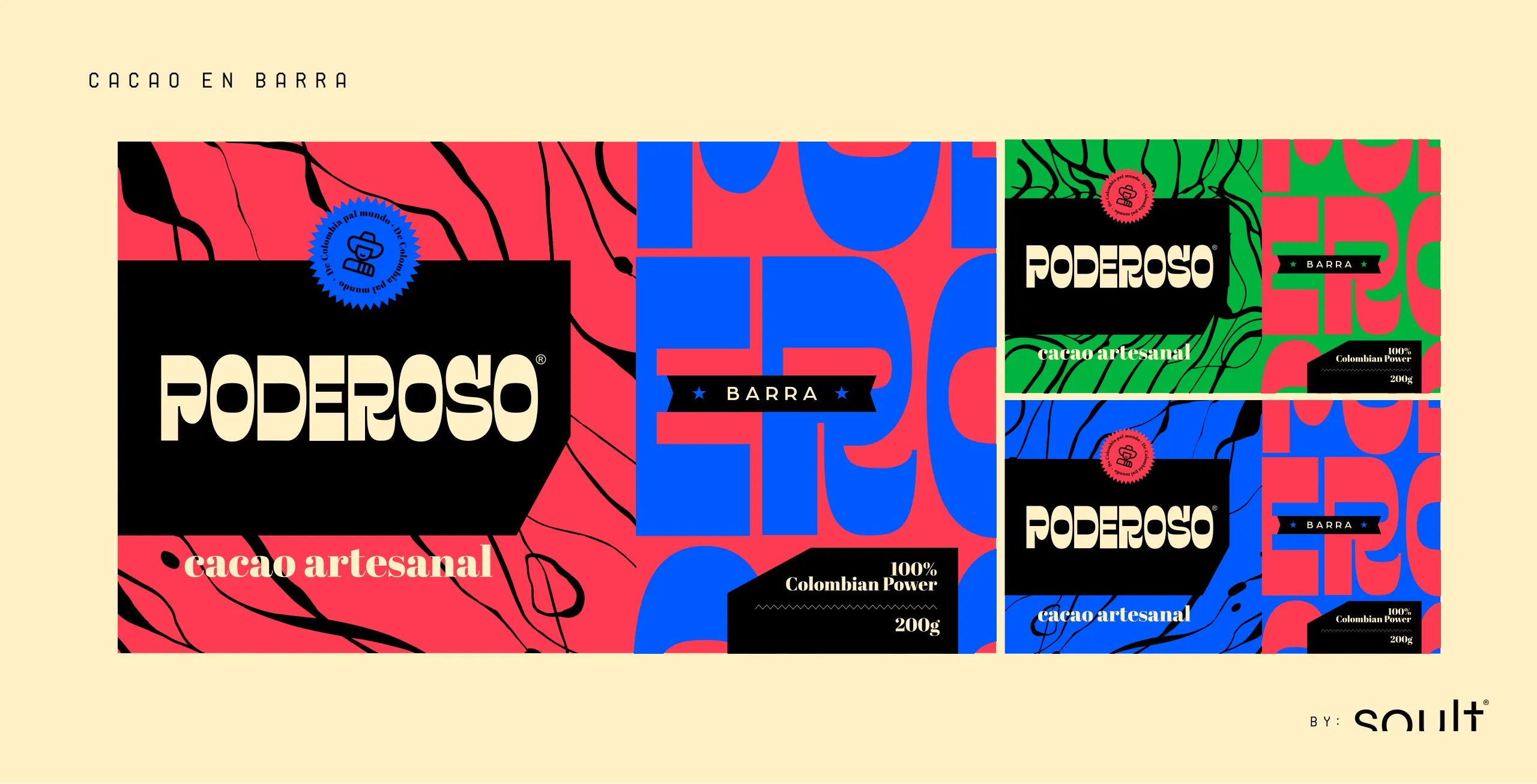 Empaques de la barra de cacao Poderoso
