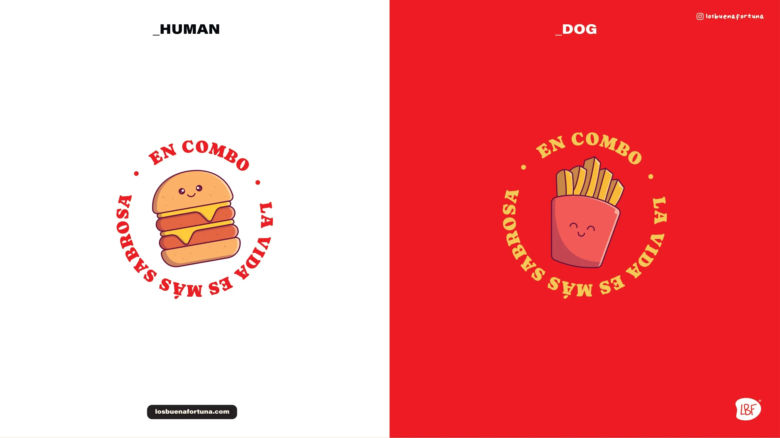 Diseños En combo: hamburguesa para la persona y papas fritas para el perro