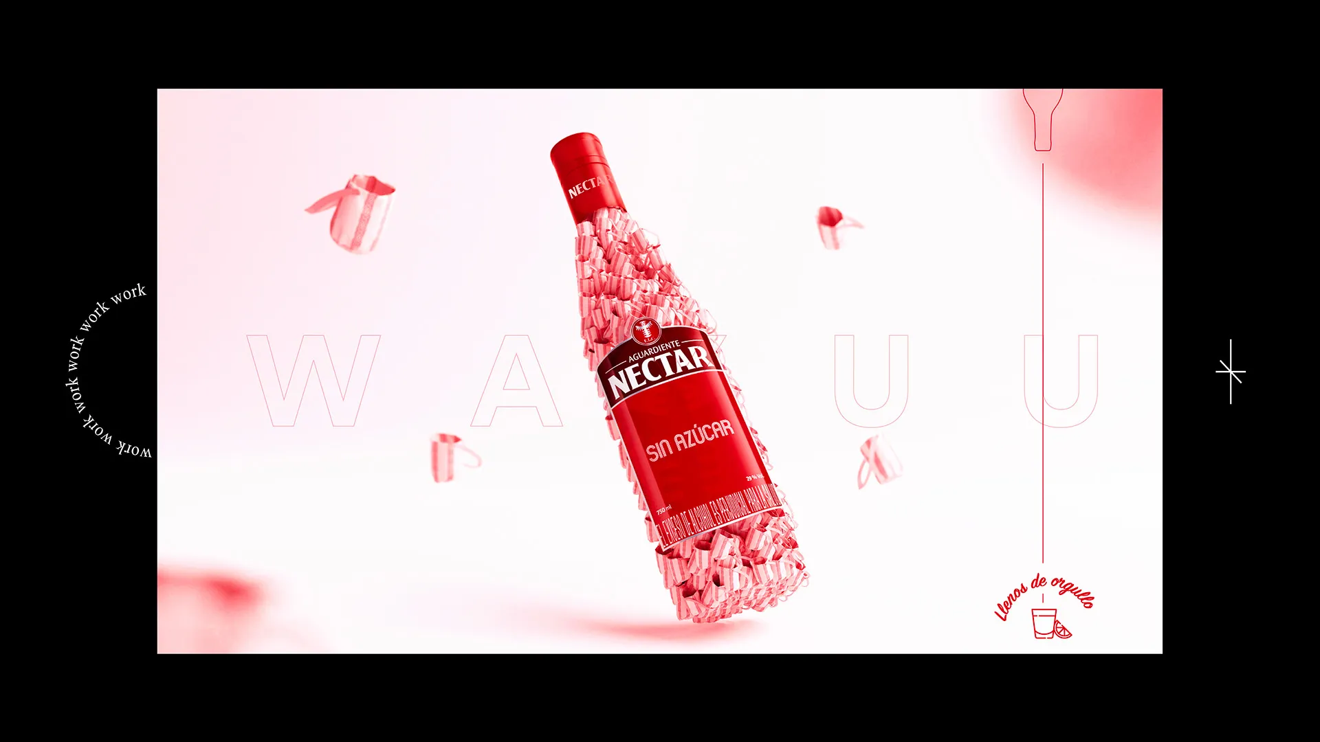 Botella roja de Néctar llena del tejido de la mochila wayuu