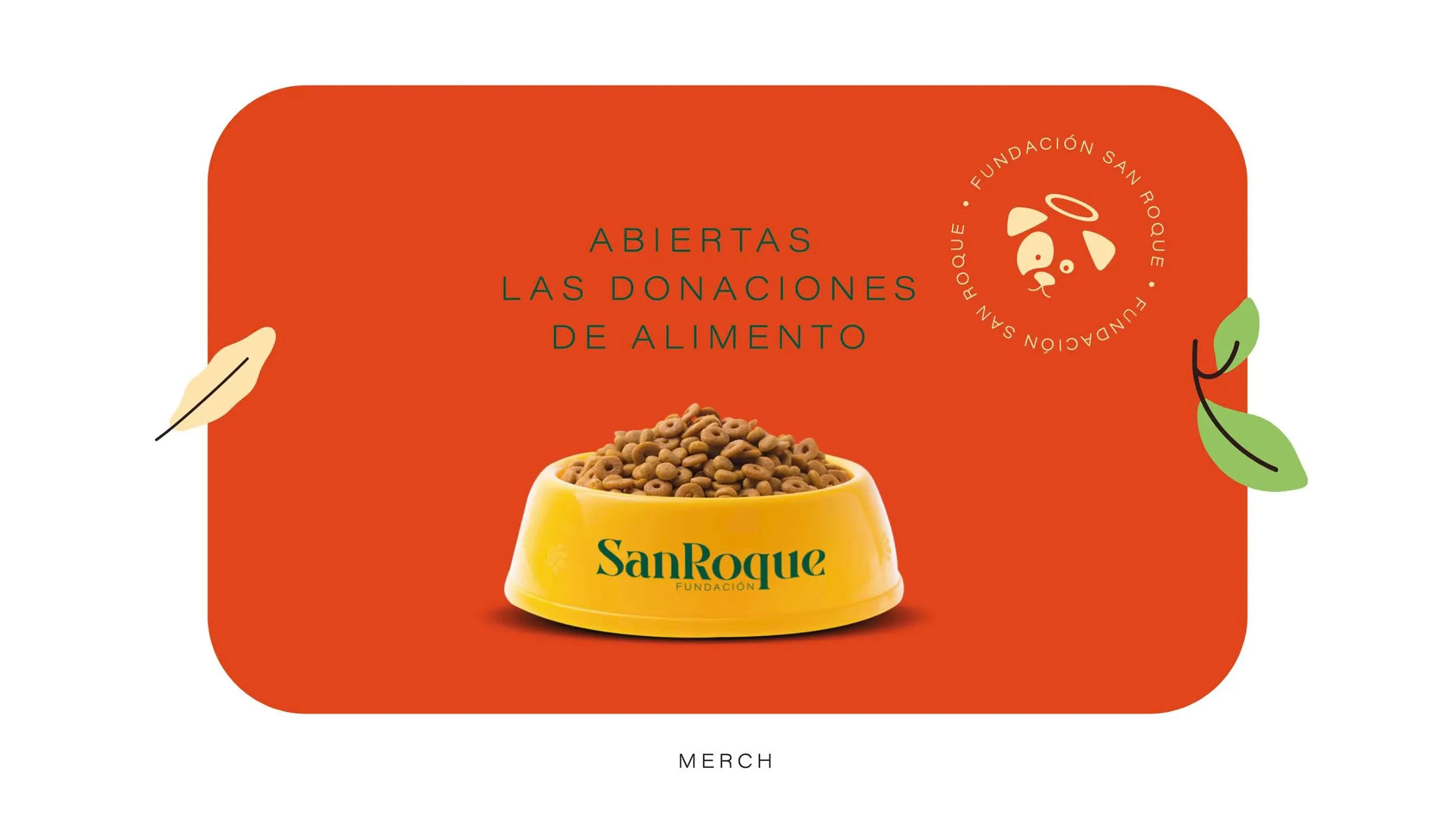 Plato de comida para perro con el mensaje Abiertas las donaciones de alimento