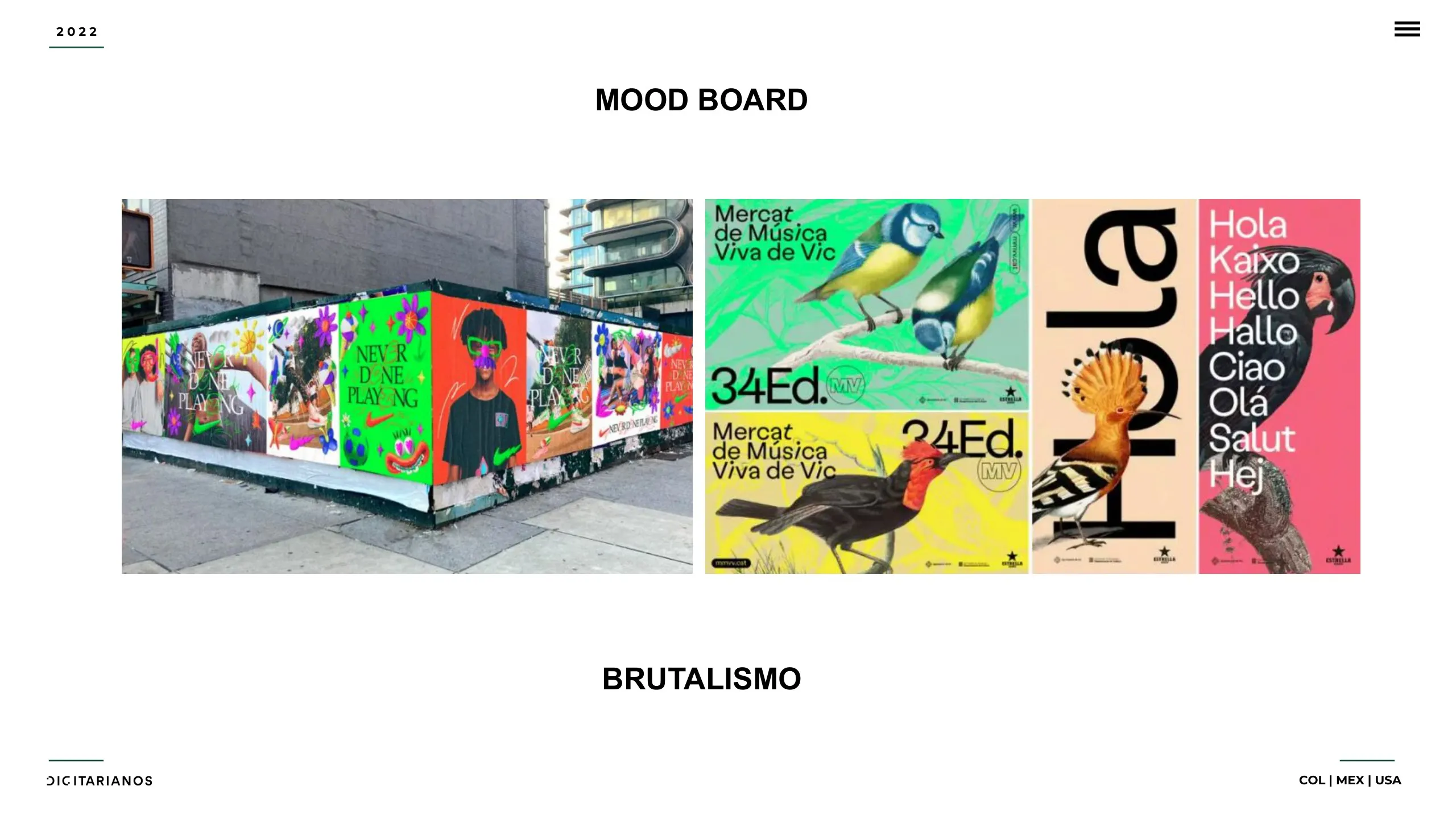 Moodboard de brutalismo para la línea Crystal Genuine