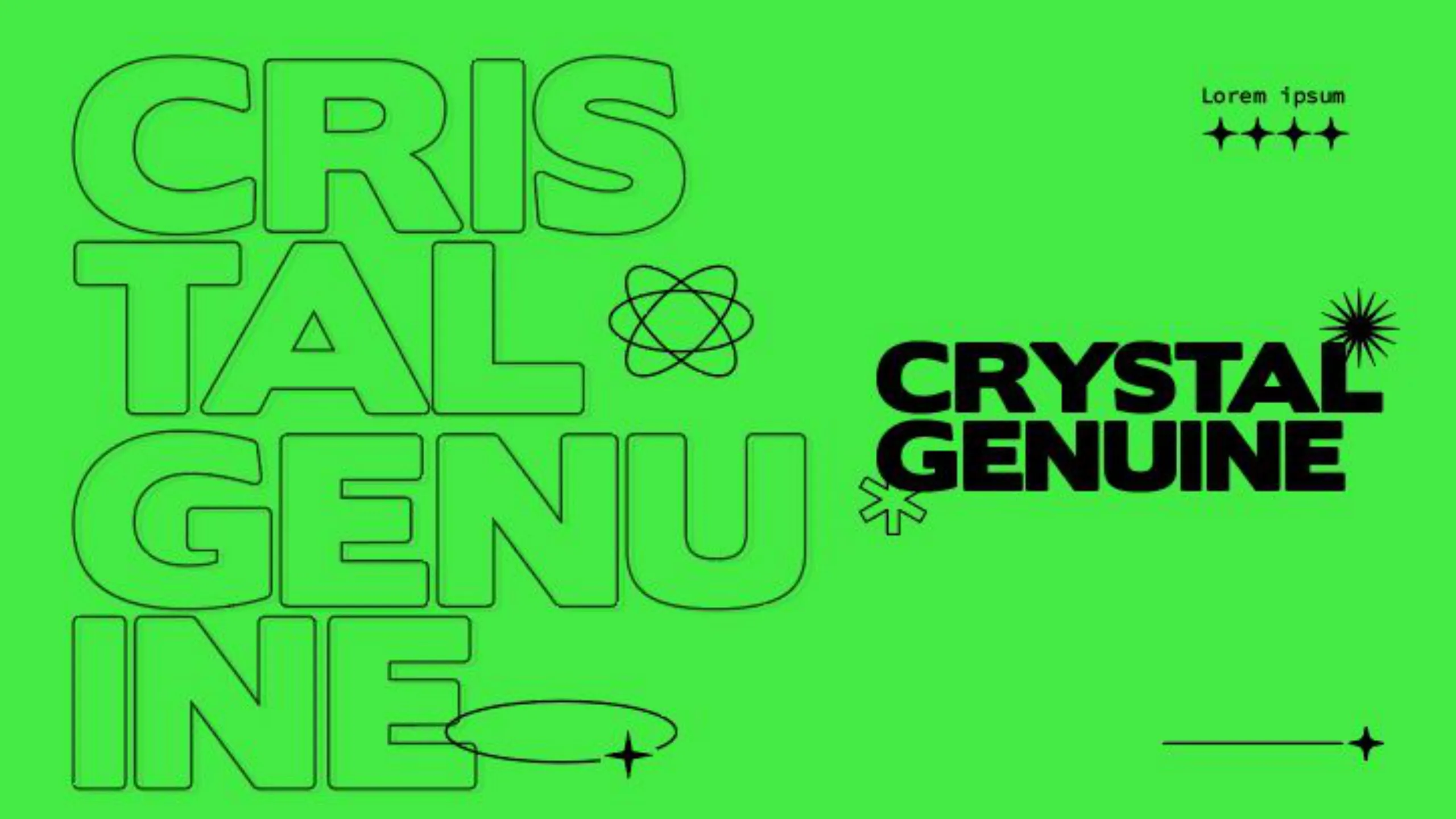 Lámina de Crystal Genuine con letras gigantes sobre verde