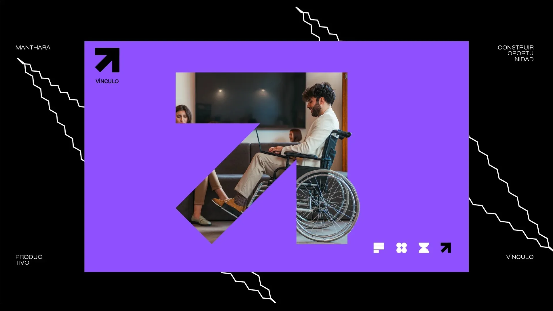Pieza de Vínculo en violeta con la flecha de la marca