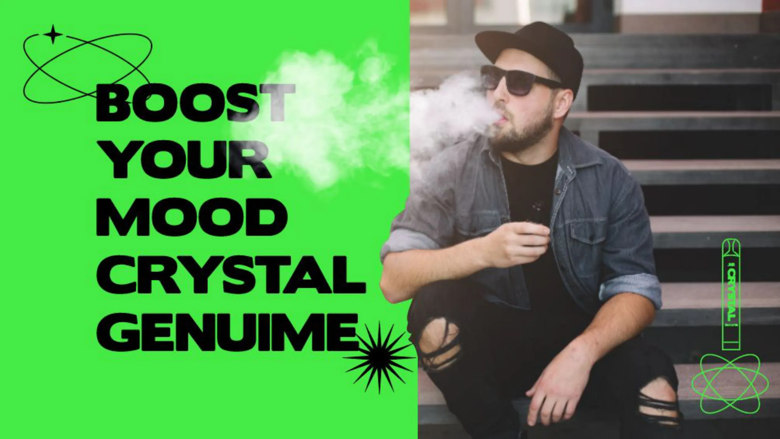 Pieza Boost your mood de Crystal Genuine con un hombre sentado
