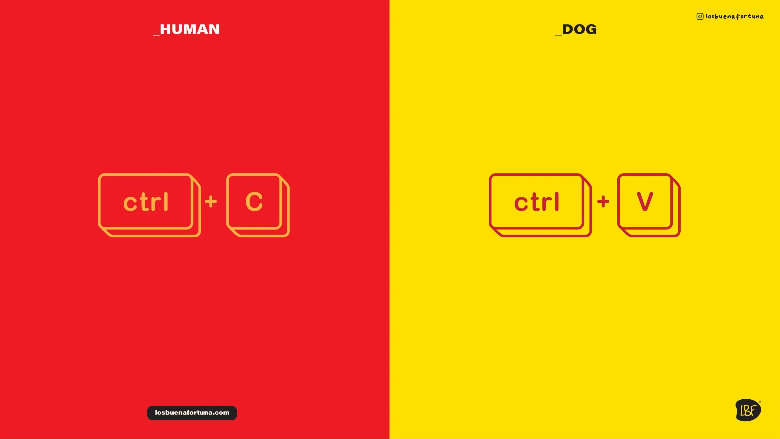 Diseños Ctrl + C para la persona y Ctrl + V para el perro