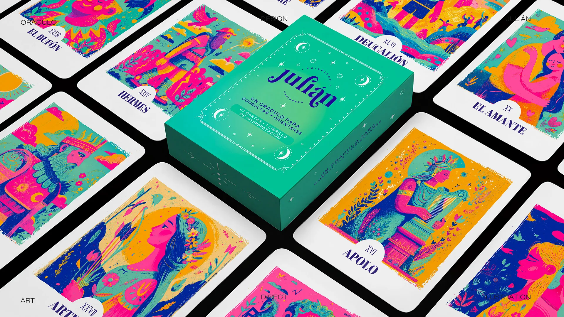 Caja y cartas ilustradas del Oráculo de Julián Castañeda