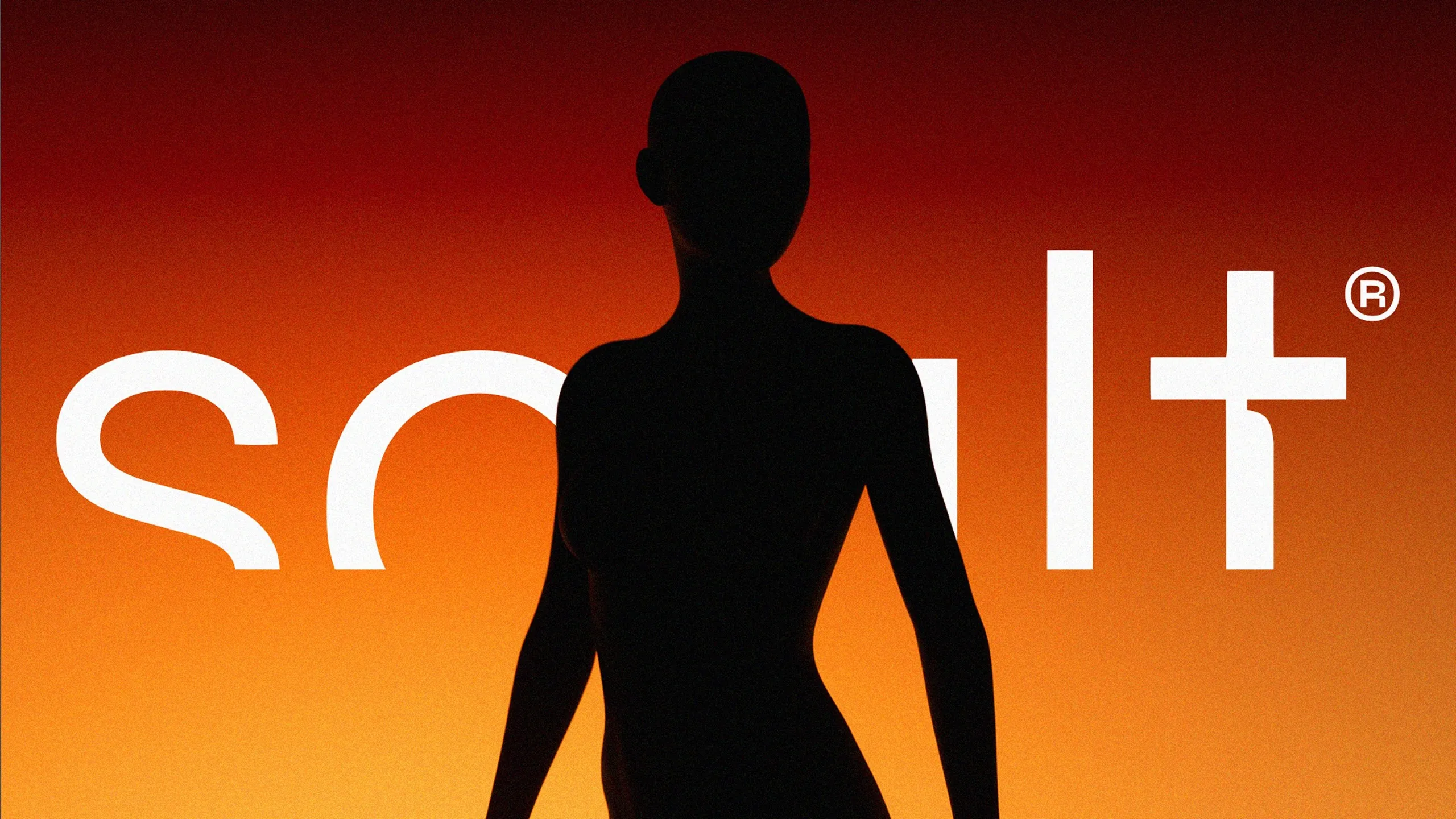 Silueta de una persona frente al logo de Soult sobre el degradado naranja y rojo, portada del rebranding